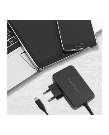 qoltec Ładowarka GaN Power Pro | 1xUSB-C | 90W | 5-20V | 3-4.5A | Czarna nr 2