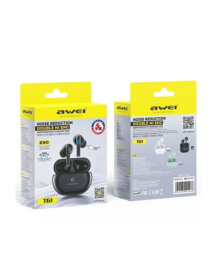 awei Słuchawki stereo Bluetooth T61 TWS Czarne główny