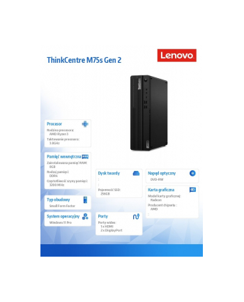 lenovo Komputer ThinkCentre M75s G2 SFF 11JB0038PB W11Pro 4350G/8GB/256GB/INT/DVD/3YRS OS