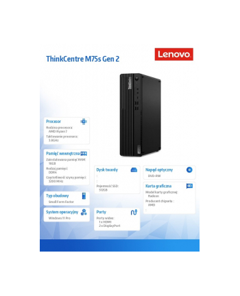 lenovo Komputer ThinkCentre M75s G2 SFF 11R8003YPB W11Pro 5700G/16GB/512GB/INT/DVD/3YRS OS