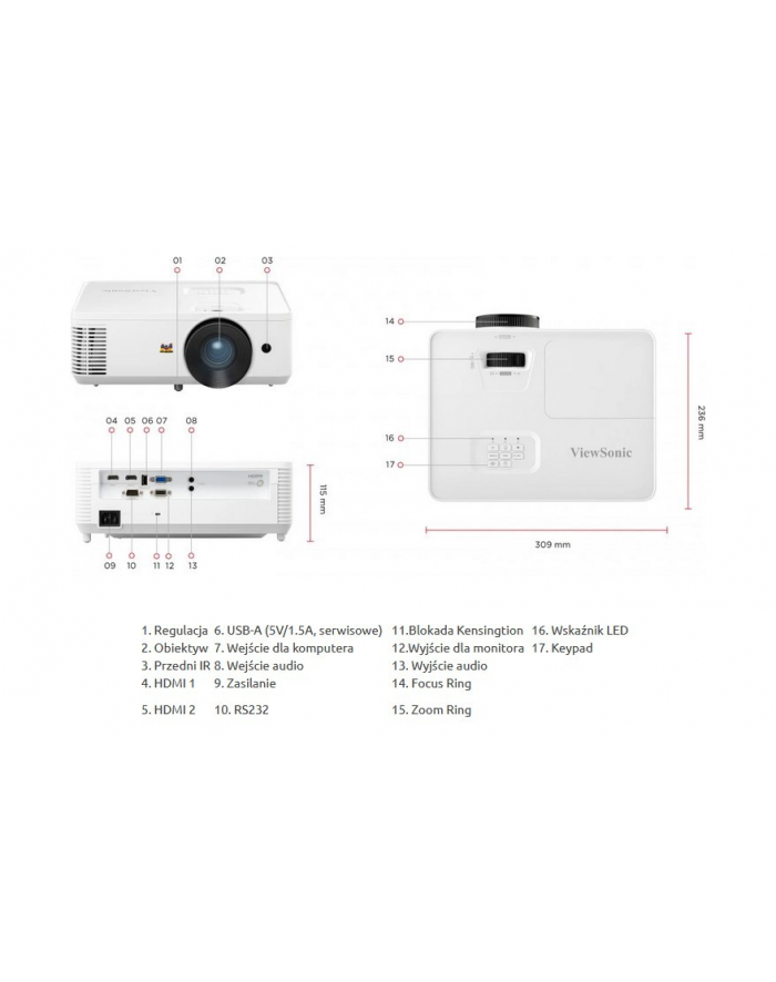 viewsonic Projektor PA700S 4500 Ansi Lumens główny