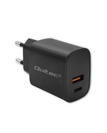 qoltec Ładowarka GaN Power Pro | 1xUSB-C | 1xUSB | 30W | 5-20V | 1.5-3A | Czarna