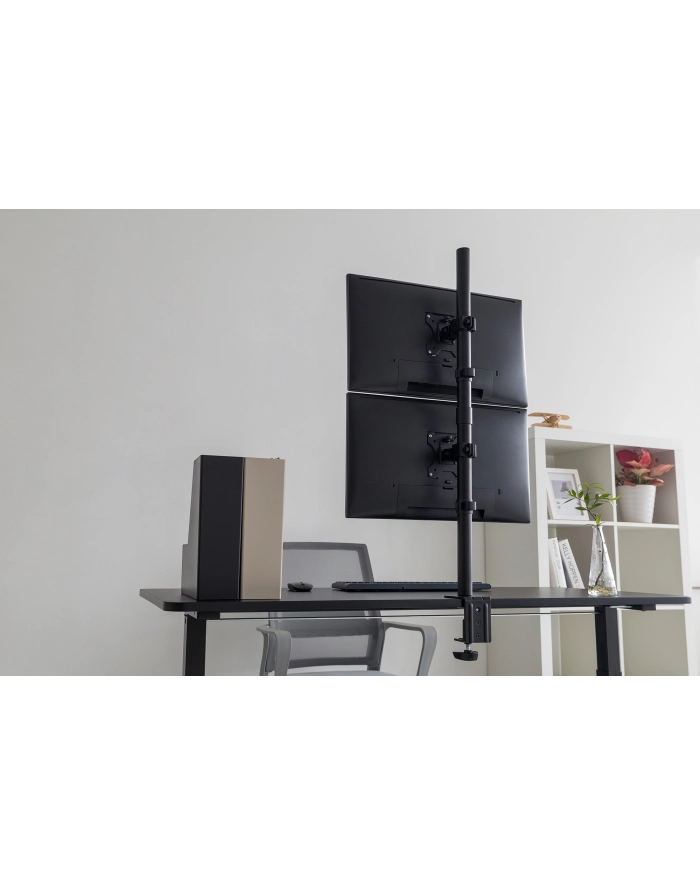 digitus Uchwyt biurkowy pionowy 2xLCD max. 32 cale 8kg, zaciskowy, czarny główny