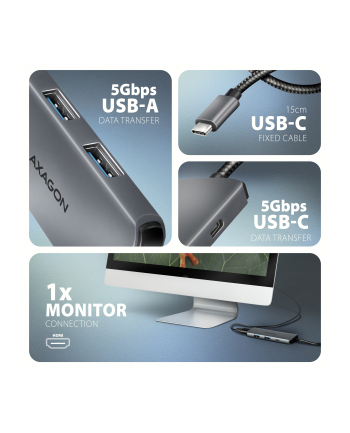 axagon Hub HMC-5H8K 2x USB-A, 1x USB-C, 8K HDMI, USB 3.2 Gen 1 hub, PD 100W, 15cm USB-C kabel