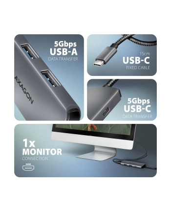 axagon Hub HMC-5H8K 2x USB-A, 1x USB-C, 8K HDMI, USB 3.2 Gen 1 hub, PD 100W, 15cm USB-C kabel