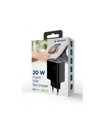 GEMBIRD Szybka ładowarka Power Delivery USB typu C 20W czarna