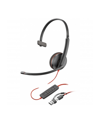 hp inc. HP Poly Blackwire 3210 Monaural USB-C Headset +USB-C/A Adapter