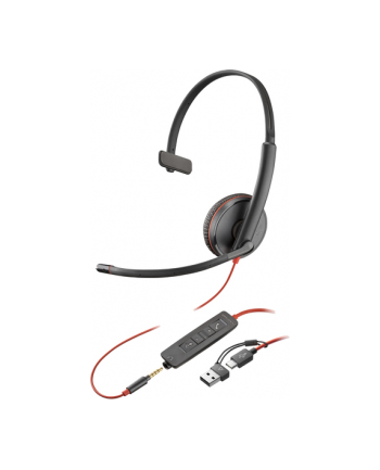 hp inc. HP Poly Blackwire 3215 Monaural USB-C Headset +3.5mm Plug +USB-C/A Adapter