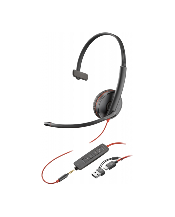 hp inc. HP Poly Blackwire 3215 Monaural USB-C Headset +3.5mm Plug +USB-C/A Adapter