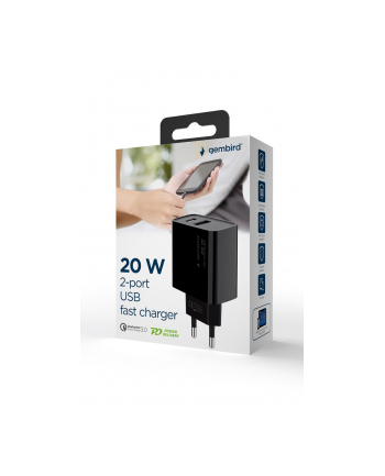 GEMBIRD Szybka ładowarka Power Delivery USB typu C 20W czarna