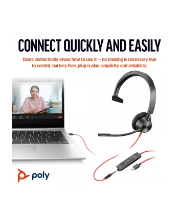 hp inc. HP Poly Blackwire 3315 Monaural Microsoft Teams Certified USB-C Headset +3.5mm Plug +USB-C/A Adapter