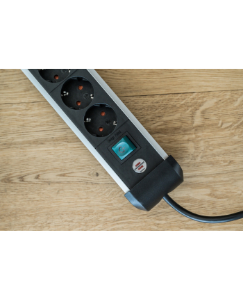 Brennenstuhl Premium-Alu-Line power strip 6-way (Kolor: CZARNY/silver, 3 meters, with safety switch)