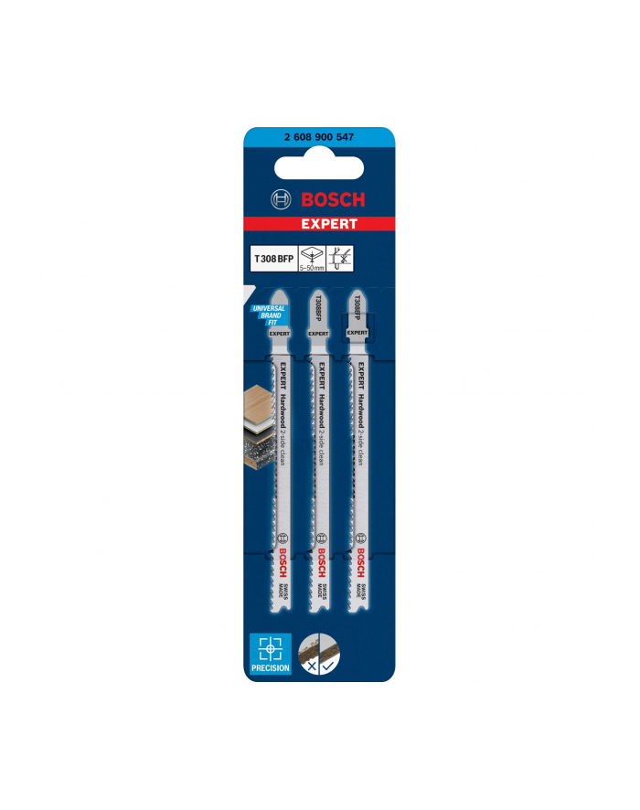 bosch powertools Bosch Expert Jigsaw Blade T 308 BFP 'Hardwood 2-side clean' (3 pieces) główny