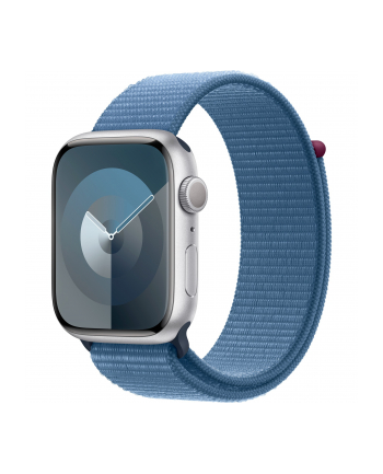 Apple Watch Series 9, Smartwatch (silver/blue, aluminum, 45 mm, Sport Loop)