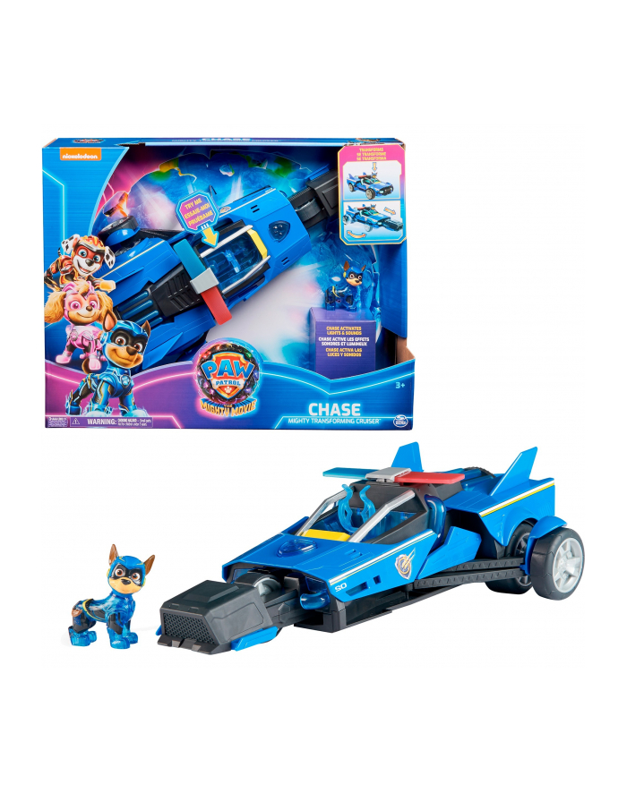 spinmaster Spin Master Paw Patrol: The Mighty Movie, Chase's Deluxe Superhero Rocket Vehicle, Toy Vehicle (Blue/Black, Includes Chase Figure) główny