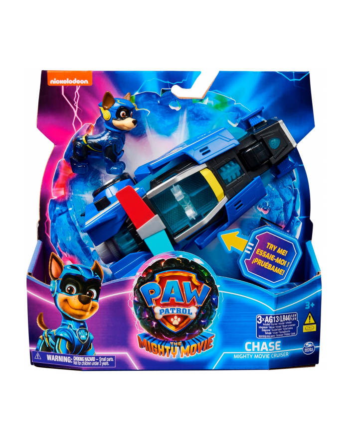 spinmaster Spin Master Paw Patrol Mighty movie - Chase's basic vehicle with puppy figure, toy vehicle główny