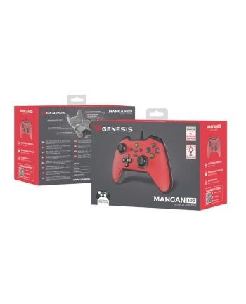 natec Gamepad Genesis Mangan 300 przewodowy do PC/Switch/Mobile Czerwony nr 1