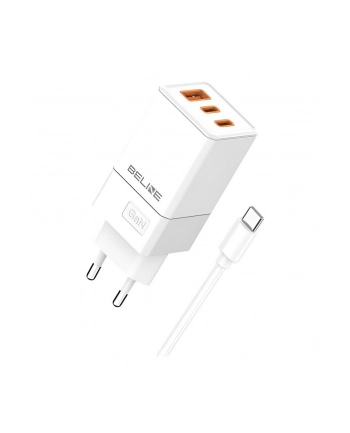beline Ładowarka sieciowa 65W GaN 2xUSB-C + USB-A+ kabel USB-C Biała