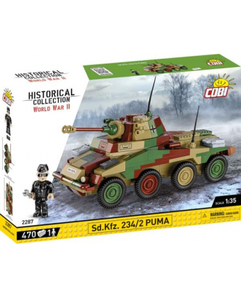 COBI 2287 Historical Collection WWII Sd.Kfz. 234/2 Puma - niemiecki ciężki samochód opancerzony 470 klocków