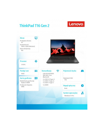 lenovo Notebook ThinkPad T16 G2 21K70011PB W11Pro 7840U/16GB/1TB/AMD/16.0 WUXGA/3YRS Premier Support