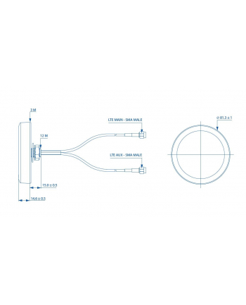 teltonika Antenna Combo Mimo Mobile Roof SMA Male IP65 PR1KCL25