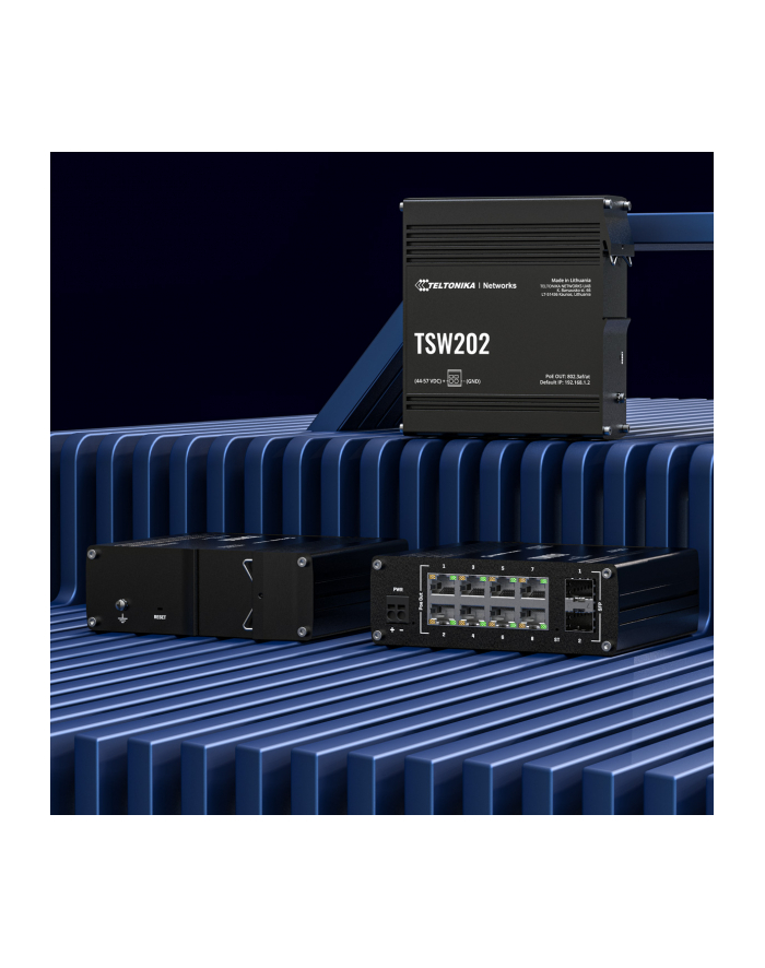 teltonika Przełącznik zarządzalny przemysłowy TSW202 2xSFP 8xPoE+ L2/L3 główny