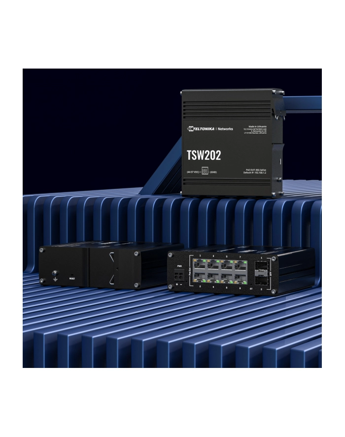teltonika Przełącznik zarządzalny przemysłowy TSW202 2xSFP 8xPoE+ L2/L3 główny