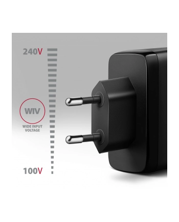 axagon ACU-DPQ100 Ładowarka sieciowa, GaN 100W, 3x port (USB-A + dual USB-C) PD3.0/QC4+/PPS/Apple, czarna