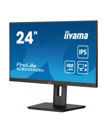iiyama Monitor 23.8 cala ProLite XUB2492QSU-B1 IPS,QHD,USB-C,100Hz,3xUSB(3.2),HDMI,DP  300cd/m2,FreeSync,2x2W,HAS(150mm),PIVOT nr 2
