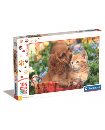 Clementoni Puzzle 104el Maxi SuperColor Piesek i kotek Cute Friends 25763