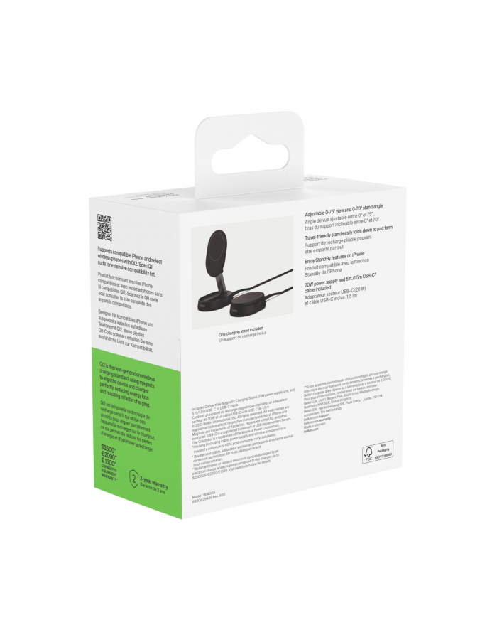 belkin Ładowarka magnetyczna BoostCharge Qi2 15W czarna z PSU główny