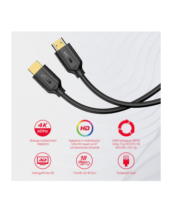 unitek Kabel HDMI 2.0 4K 60HZ , 1,5m , C11079BK-1.5M
