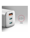 axagon ACU-DPQ65W Ładowarka sieciowa GaN 65W, 3x port (USB-A + dual USB-C) PD3.0/QC4+/PPS/Apple, biała - nr 2