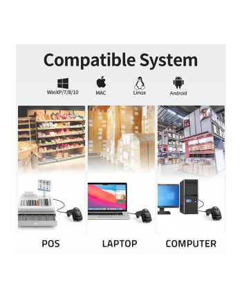 qoltec Laserowy czytnik kodów kreskowych 1D | 2D | Czarny