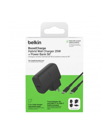 belkin Ładowarka podróżna BoostCharge hybryd 25W 5k mAh +końcówki nr 2