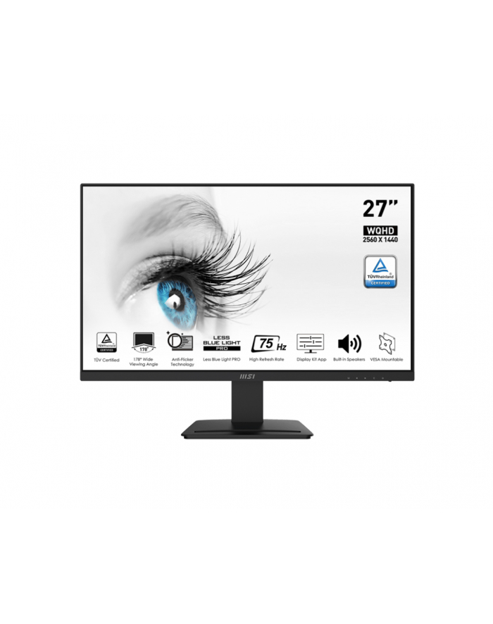 MSI Pro MP273QV 27inch VA 75Hz 4ms 2xHDMI DP Tilt 2 Speaker 2y Warranty Black główny