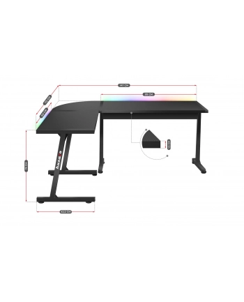 Biurko gamingowe Huzaro Hero 60 Balck RGB nr 1
