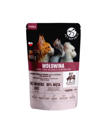 petrepublic PET REPUBLIC Sterile Wołowina drobno siekana - mokra karma dla kota - 100 g
