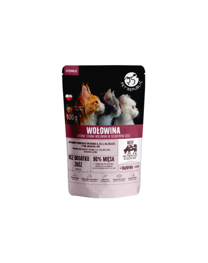 petrepublic PET REPUBLIC Sterile Wołowina drobno siekana - mokra karma dla kota - 100 g główny