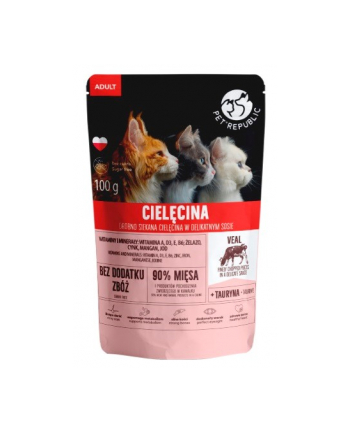 petrepublic PET REPUBLIC Adult Cielęcina drobno siekana - mokra karma dla kota - 100 g