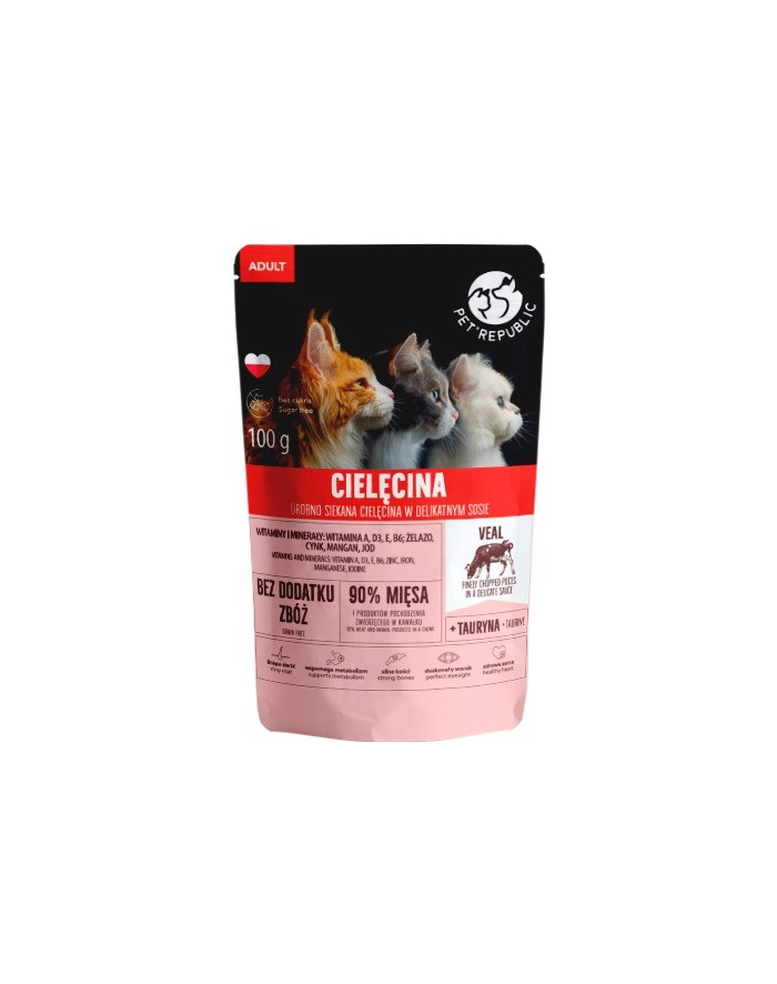 petrepublic PET REPUBLIC Adult Cielęcina drobno siekana - mokra karma dla kota - 100 g główny