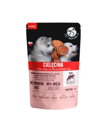 petrepublic PET REPUBLIC Junior Drobno siekana cielęcina - mokra karma dla psa - 100 g