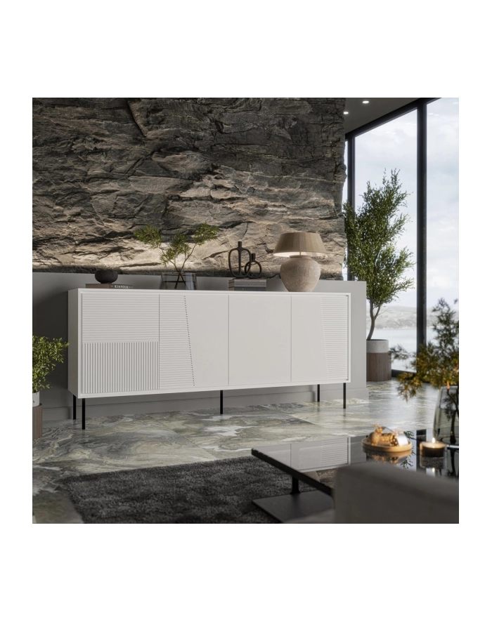 cama meble Komoda 4D ABI 200x45x88 biały mat główny
