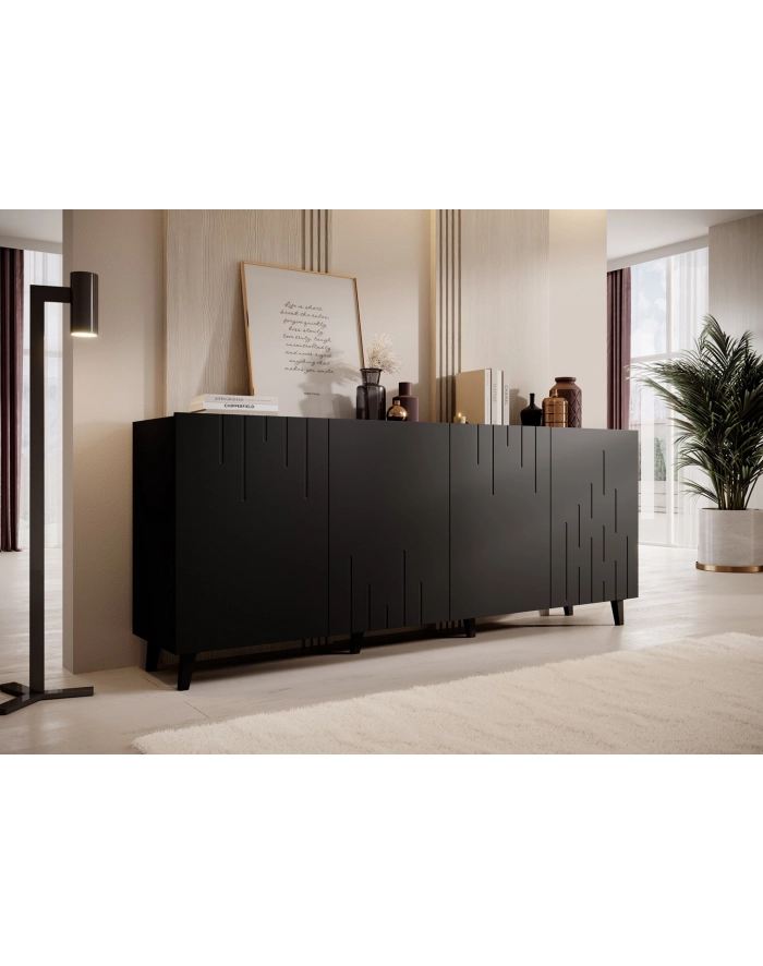 cama meble Komoda BARI 200x42x82 czarny mat główny