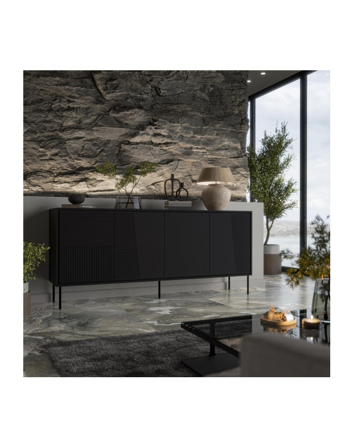 cama meble Komoda 4D ABI 200x45x88 czarny mat główny