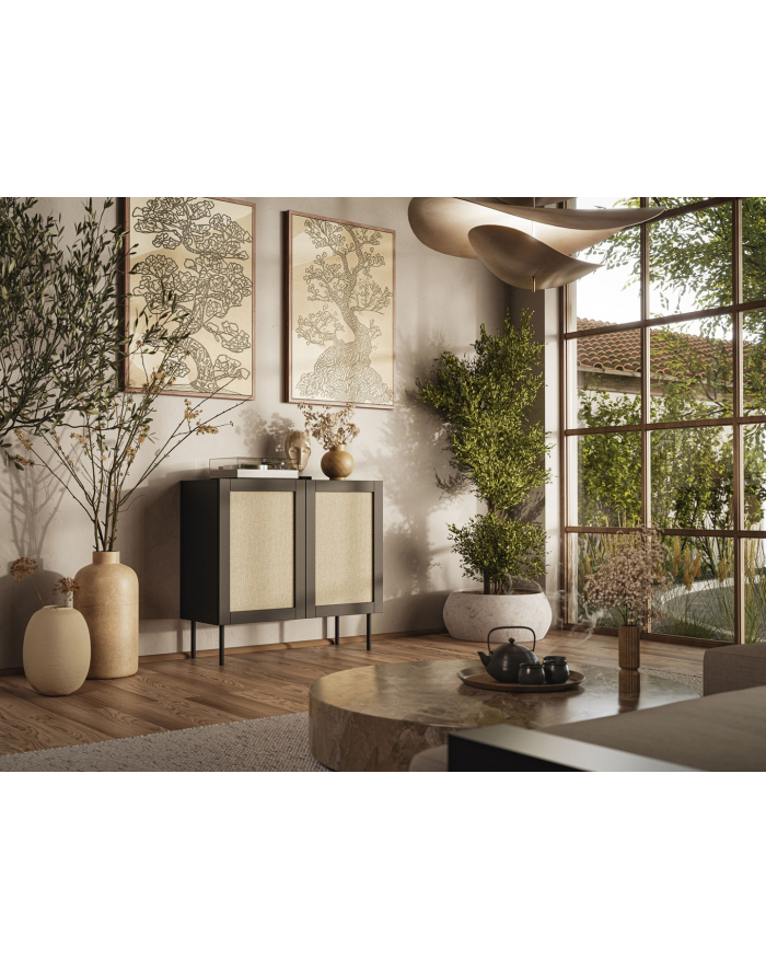 cama meble Komoda JUTA 2D 100x39,5x90 czarny + linol calabria główny