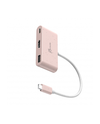 j5 create Stacja dokująca j5create Eco-Friendly USB-C to HDMI 'amp; USB Type-A with Power Delivery 1xHDMI/1xUSB 31/1xUSB-C; kolor różowy JCA379ER-N