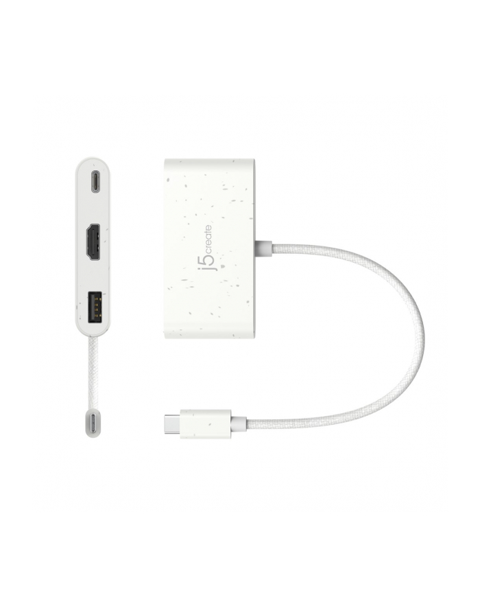 j5 create Stacja dokująca j5create Eco-Friendly USB-C to HDMI 'amp; USB Type-A with Power Delivery 1xHDMI/1xUSB 31/1xUSB-C; kolor biały JCA379EW-N główny