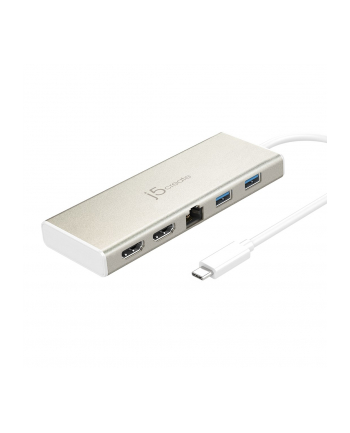 j5 create Stacja dokująca j5create USB-C Dual HDMI Multi Dock 1x4K HDMI/1xHDMI/2xUSB 30/1xUSB-C/1xRJ45 Gigabit; kolor srebrny JCD381-N