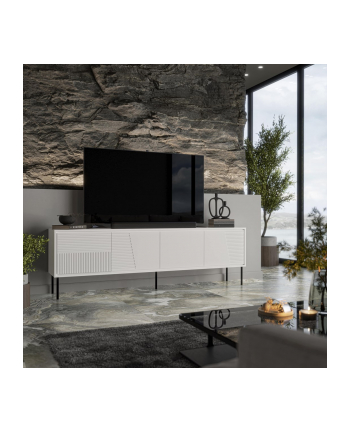 cama meble Szafka RTV ABI 4D 200x38x62 biały mat